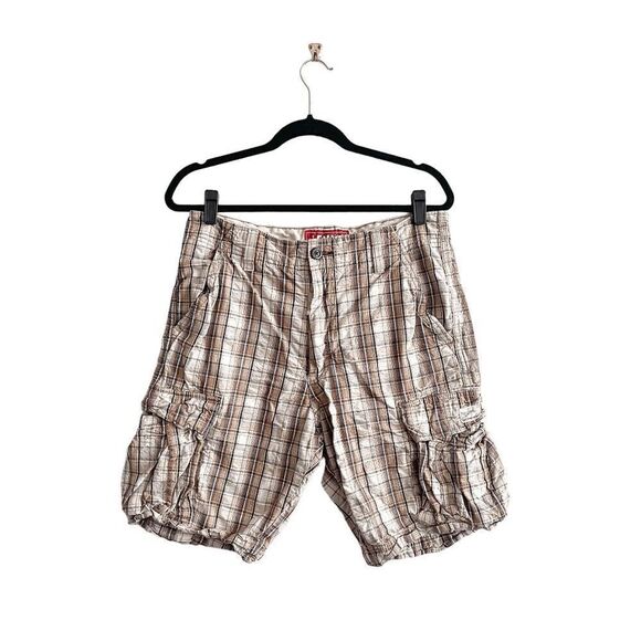 Levi's Mens Cargo Shorts Multiple Pockets Cotton Plaid Brown Size 32 - Picture 1 of 9